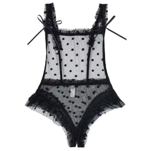 Polka Dot Sheer Halter Bodysuit