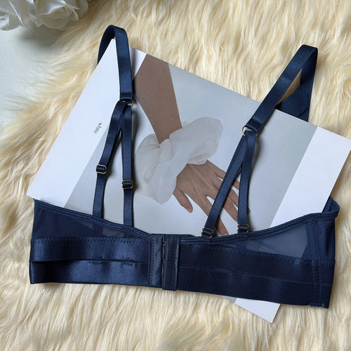 Blue Lace Push-Up Bra Set