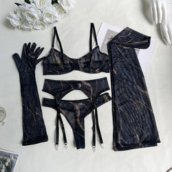 Tie-Dye 5-Piece Erotic Lingerie Set