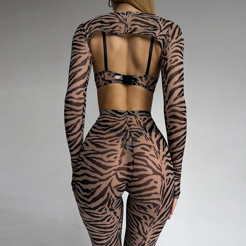 Zebra Print Sexy Sheer Four-Piece Set