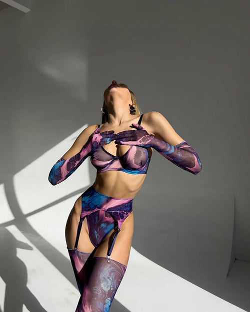 Tie-Dye 5-Piece Erotic Lingerie Set