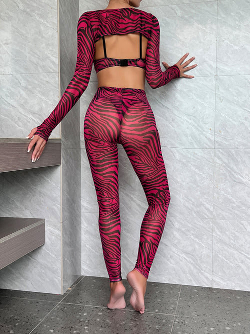 Zebra Print Sexy Sheer Four-Piece Set